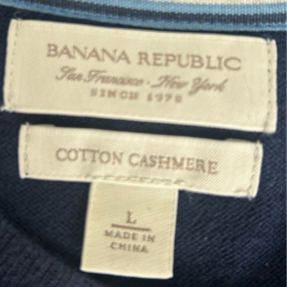 Banana Republic Blue Cotton Cashmere Blend Long Sleeve Lightweight Sweater Large - Picture 2 of 13